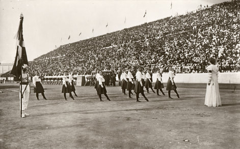 Callisthenics at the Opening Ceremony of the 1896 Olympic Games at the Panathenaic Olympic Stadium.