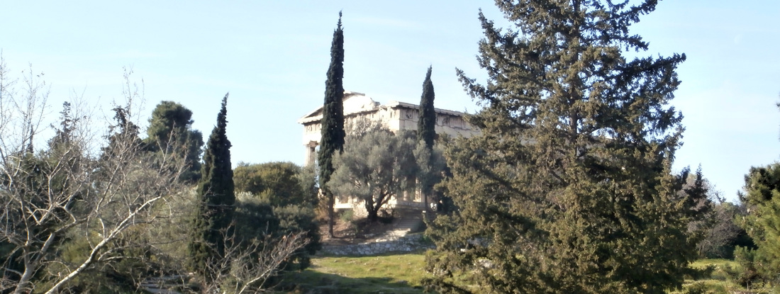The Temple of Hephaestos as seen from Adrianou Street.