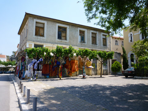The colorful courtyard of the Panagia Grigoroussa, Athens.
