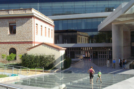 The entrance to the Acropolis Museum.