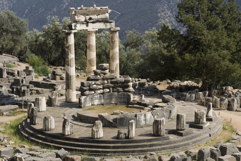 The circular Tholos at the Sanctuary of Athena Pronaia at Delphi.