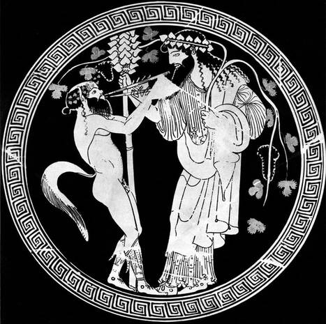 Dionysos and Satyr, kylix, 5th c. BC