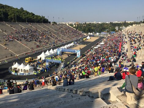 The Finish of a Marathon Run at the Panathenaic Olympic Stadium.