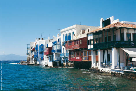Mykonos. Hora. Little Venice. Photo by Y. Skoulas, courtesy of the Greek National Tourism Organization.