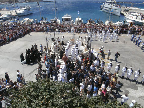 Festivities on August 15th, day when the Dormition of the Virgin Mary is celebrated in Tinos.