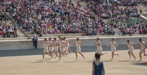 Runners at the Panathenaic Olympic Stadium. 