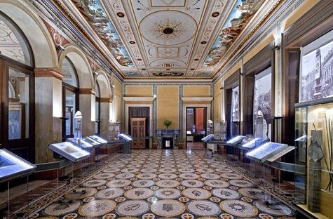 Spectacular exhibition room at the Numismatic Museum of Athens.