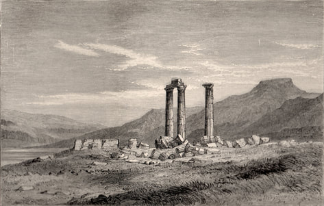Old engraving of the temple at Nemea.