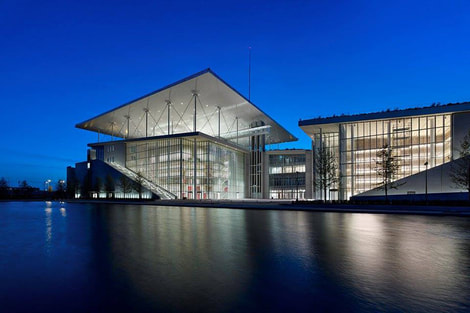 The new building of the Greek National Library at the Stavros Niarchos Foundation Cultural Center.r.