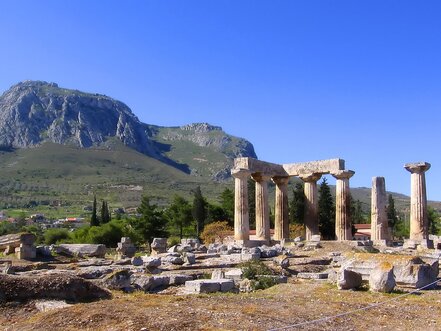 The ruins of the Temple of Apollo, Ancient Corinth.