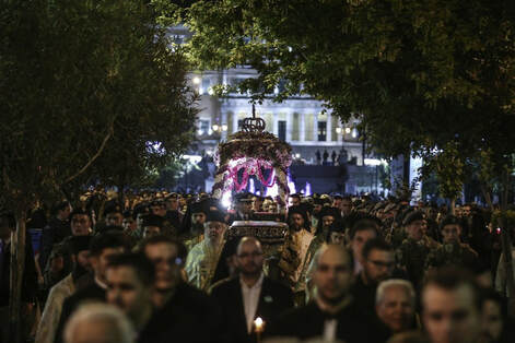 The procession of Epitaphios in Syntagma Square.