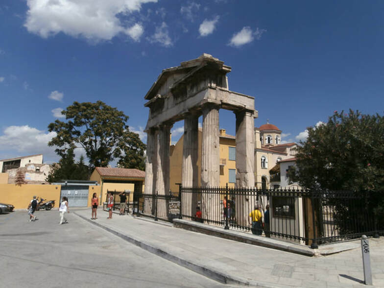 The Gate of Athena Archegetis, entrance to the Roman Agora of Athens.